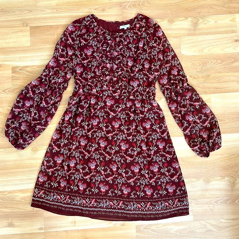 Max Studio Burgundy Floral Dress